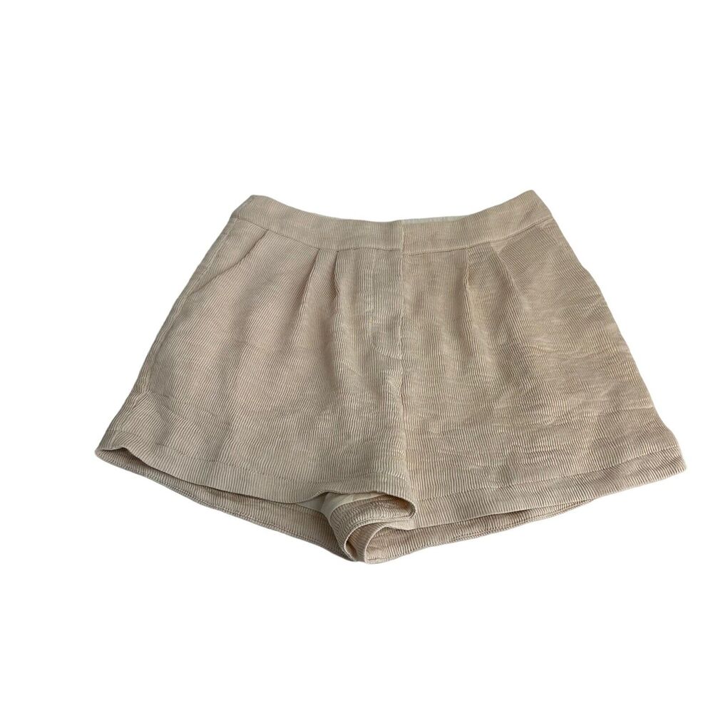 after market beige high rise crinkle mini shorts womens Size M